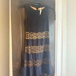 Mystree Black and Gold Lace Mini Dress